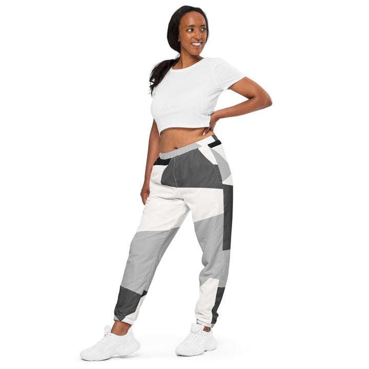 Unisex Track Pants - White-Grey Simple