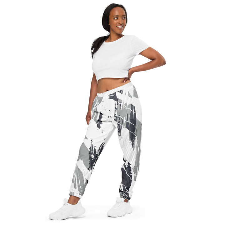 Unisex Track Pants - White-Grey Twist