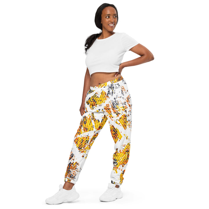 Unisex Track Pants - White-Yellow Grid