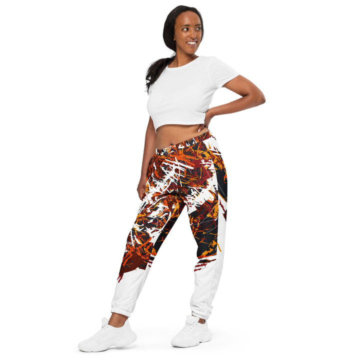 Unisex Track Pants - White-Red Machine