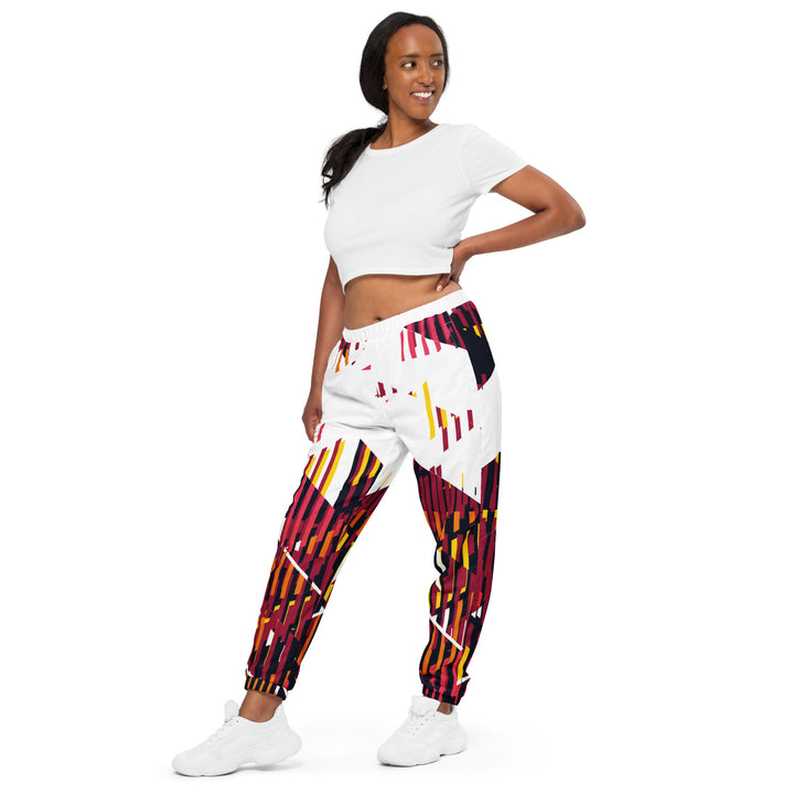 Unisex Track Pants - White-Red Level