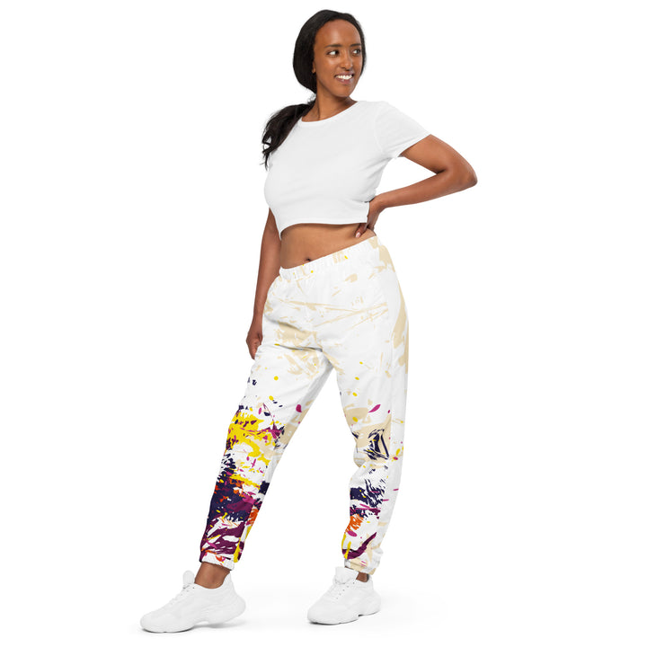 Unisex Track Pants - White-Purple Burst