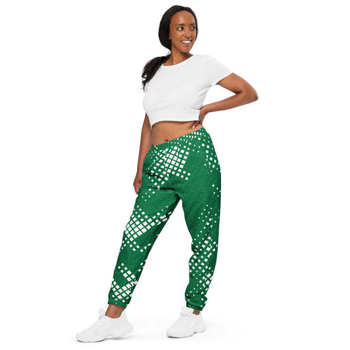 Unisex Track Pants - Green-White Pixel