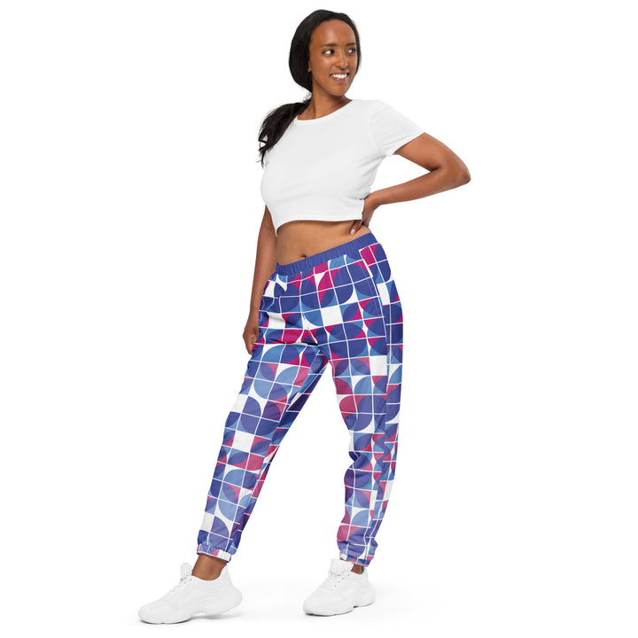 Unisex Track Pants - White-Purple Square