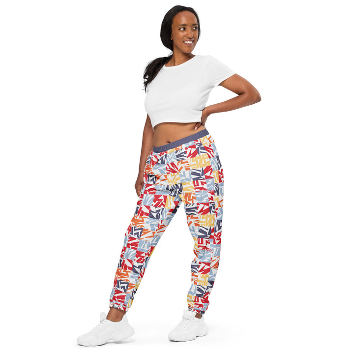 Unisex Track Pants - White-Orange Square