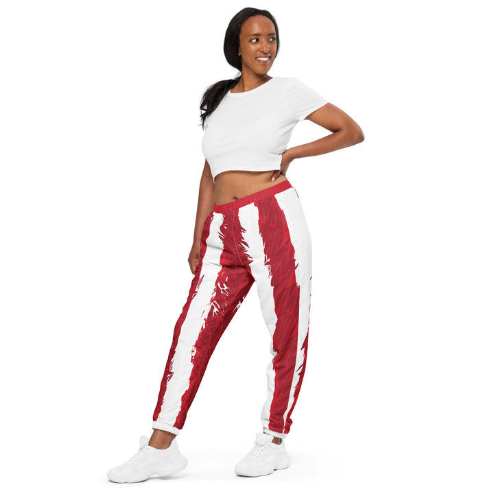 Unisex Track Pants - White-Red Bar