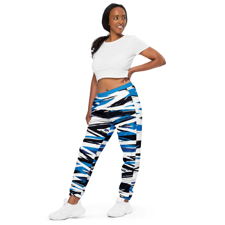 Unisex Track Pants - White-Blue Criss