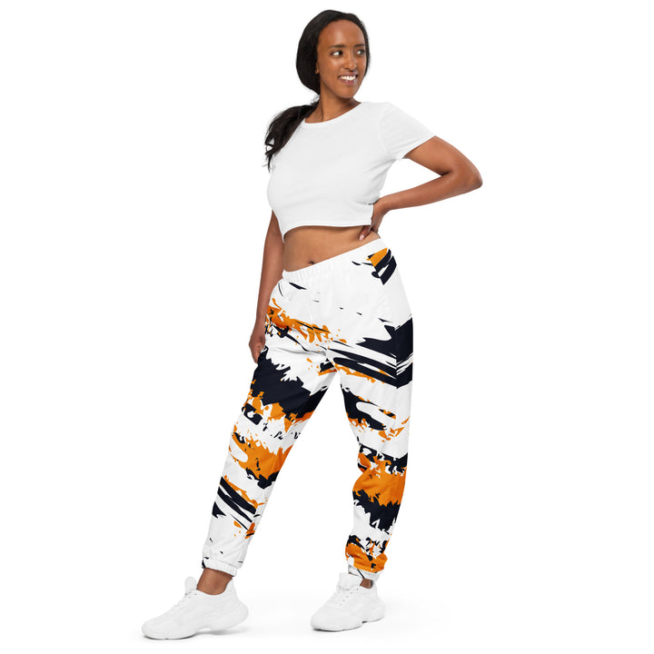 Unisex Track Pants - White-Orange Ruin