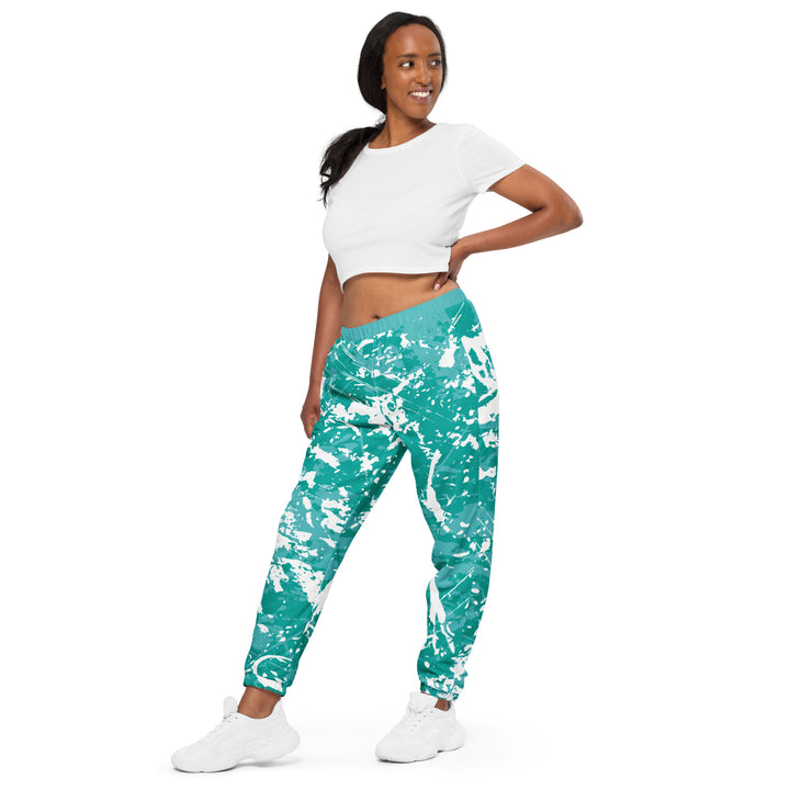 Unisex Track Pants - Turquoise-White Grain