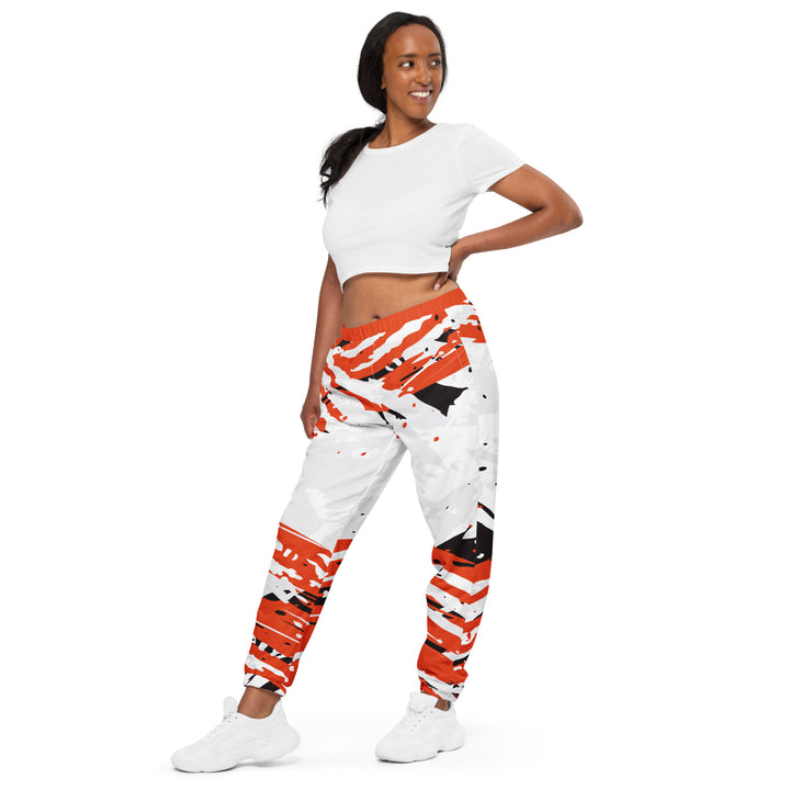 Unisex Track Pants - White-Orange Fair