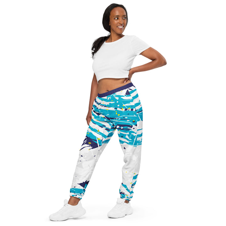 Unisex Track Pants - White-Blue Fair