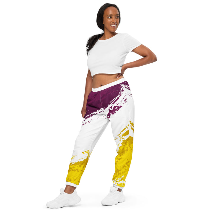 Unisex Track Pants - White-Yellow Burst