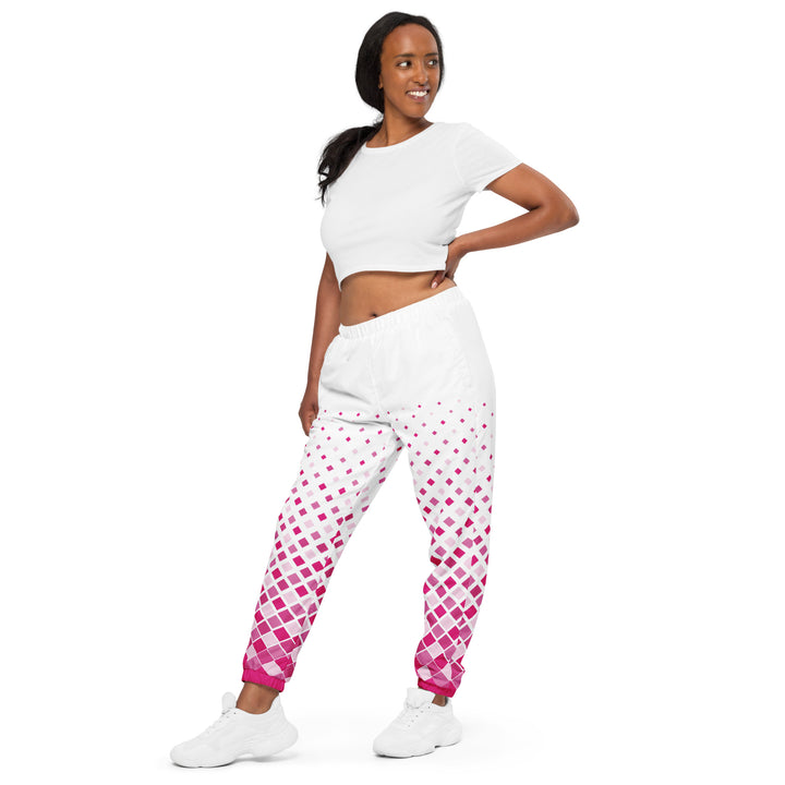 Unisex Track Pants - White-Pink Fade