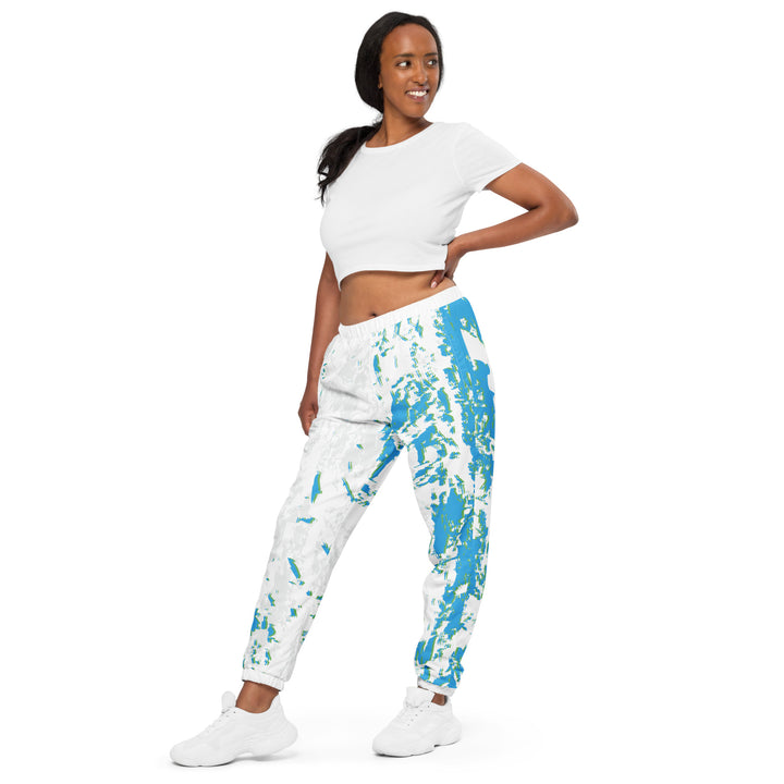 Unisex Track Pants - White-Turquoise Action