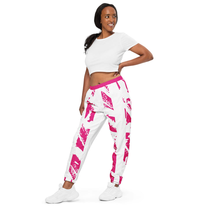 Unisex Track Pants - Pink-White Bar