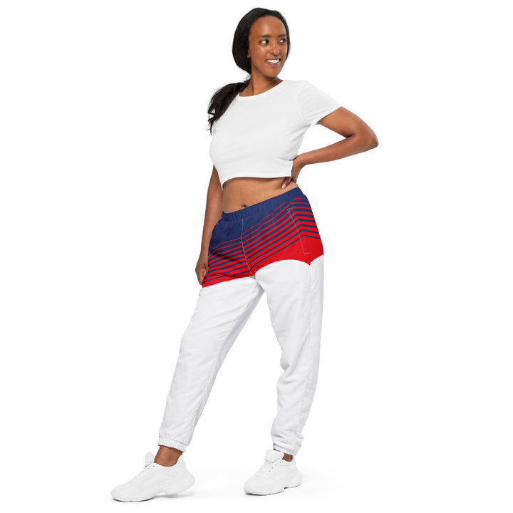 Unisex Track Pants - White-Red Transition