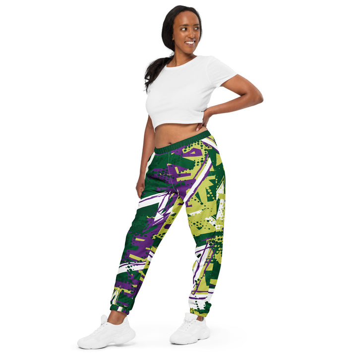 Unisex Track Pants - Green-Purple City