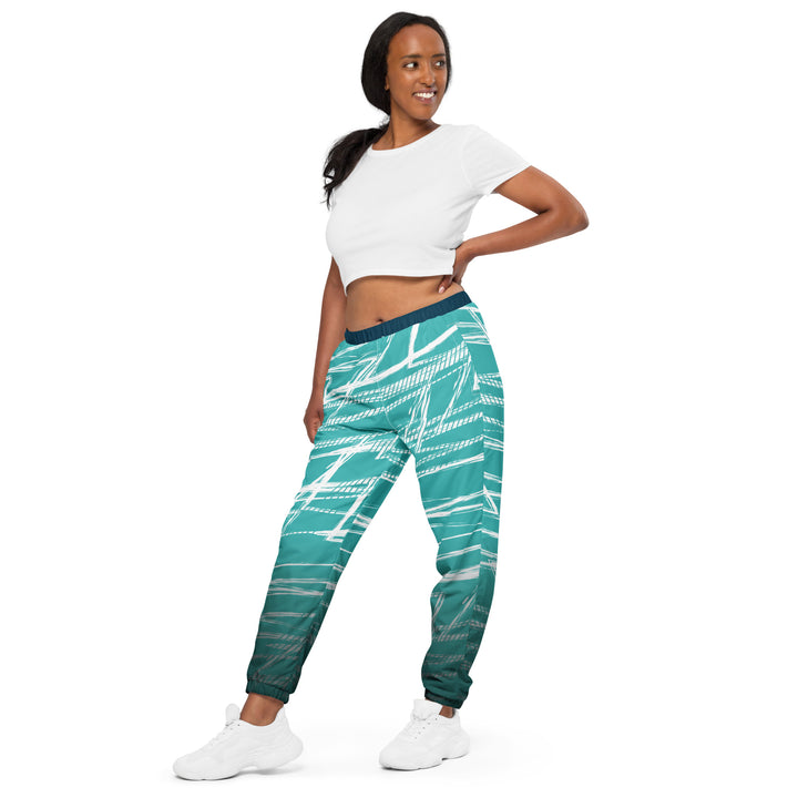 Unisex Track Pants - Turquoise-White Street