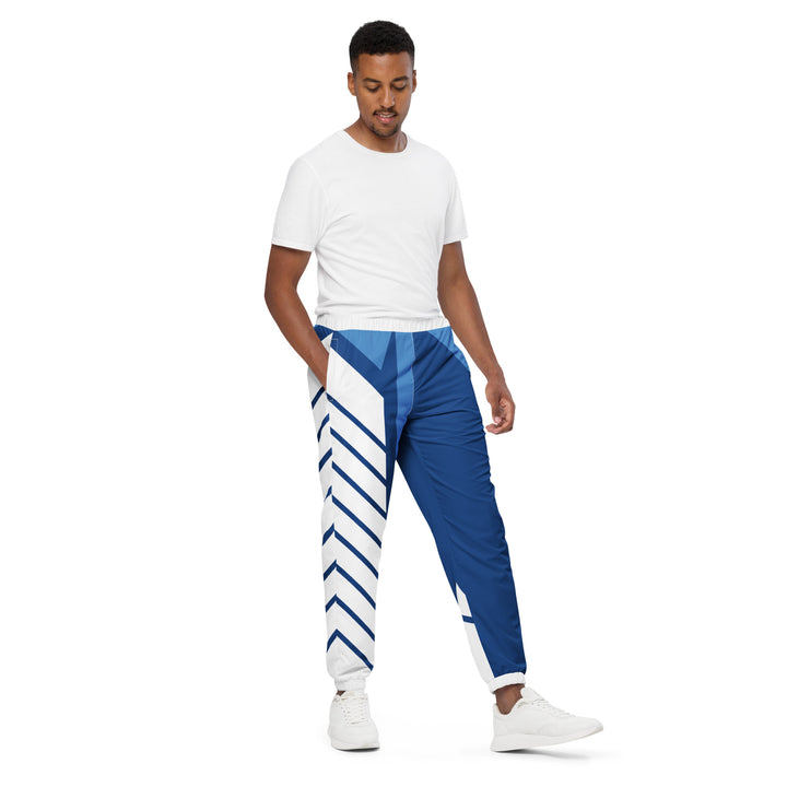 Unisex Track Pants - Blue-White Stripes