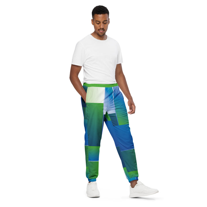 Unisex Track Pants - Green-Blue Square