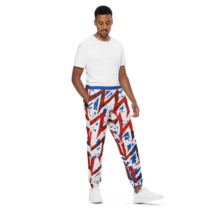 Unisex Track Pants - White-Red Saw