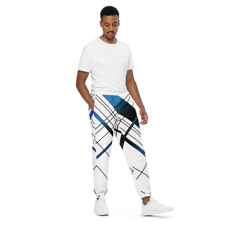 Unisex Track Pants - White-Blue Abstract