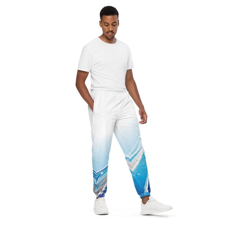 Unisex Track Pants - White-Blue Jet