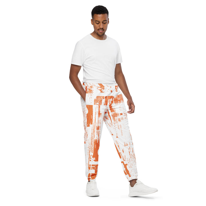 Unisex Track Pants - White-Orange Paint