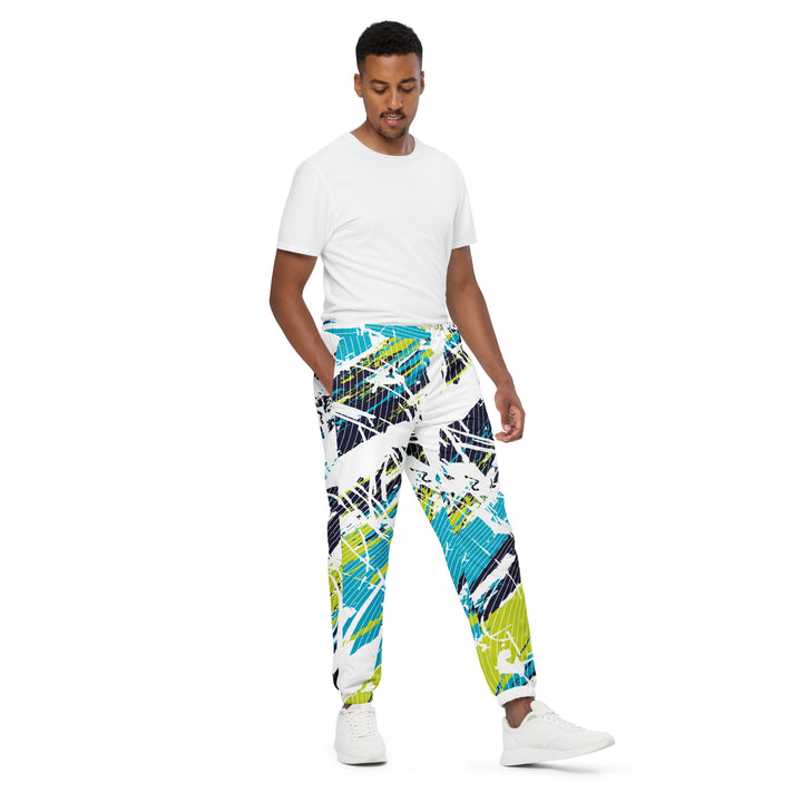 Unisex Track Pants - White-Green Curve