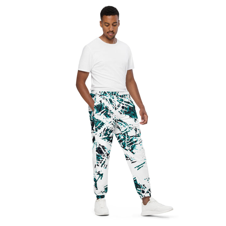 Unisex Track Pants - White-Turquoise Skill