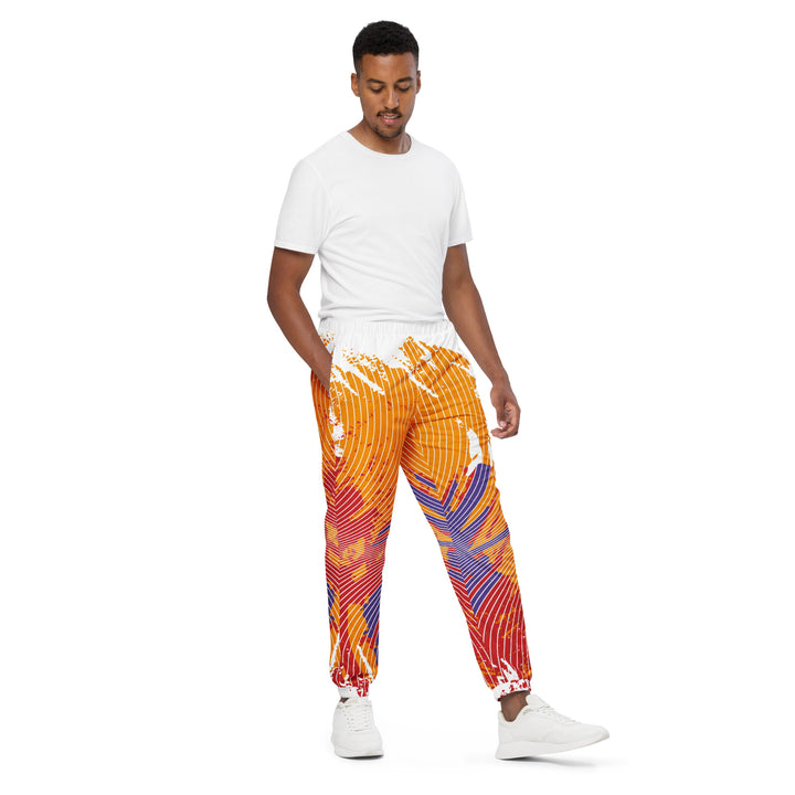 Unisex Track Pants - White-Orange Curve