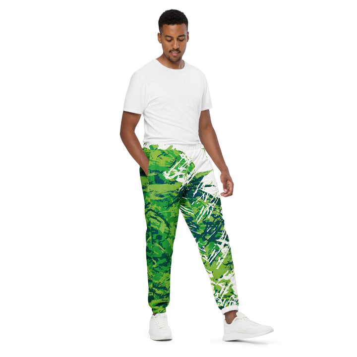 Unisex Track Pants - Green-White Park