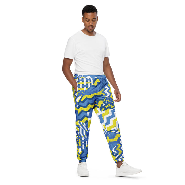 Unisex Track Pants - Blue-Yellow Shake