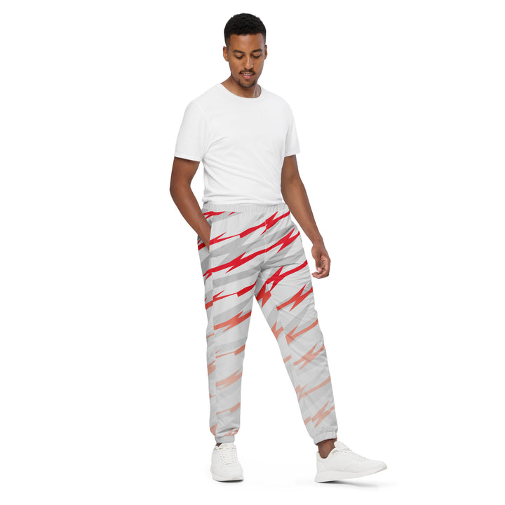 Unisex Track Pants - White-Red Risk