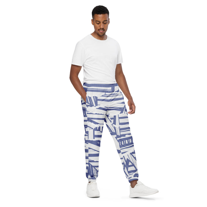 Unisex Track Pants - White-Blue Ship