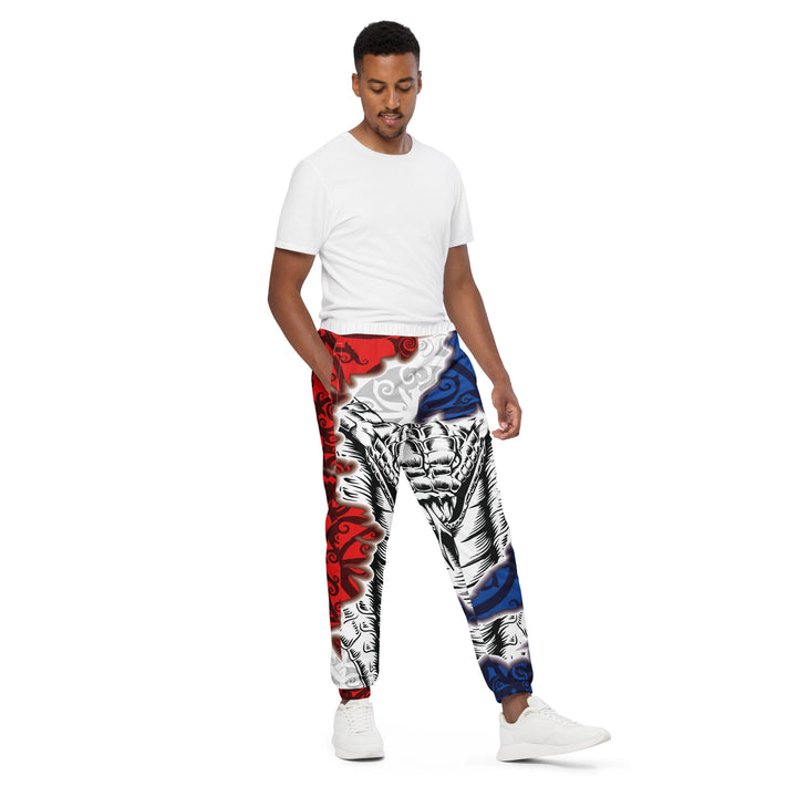 Unisex Track Pants - White-Red Snake