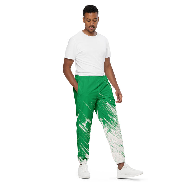 Unisex Track Pants - Green-White Draw