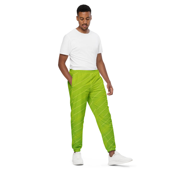 Unisex Track Pants - Green-White Lines