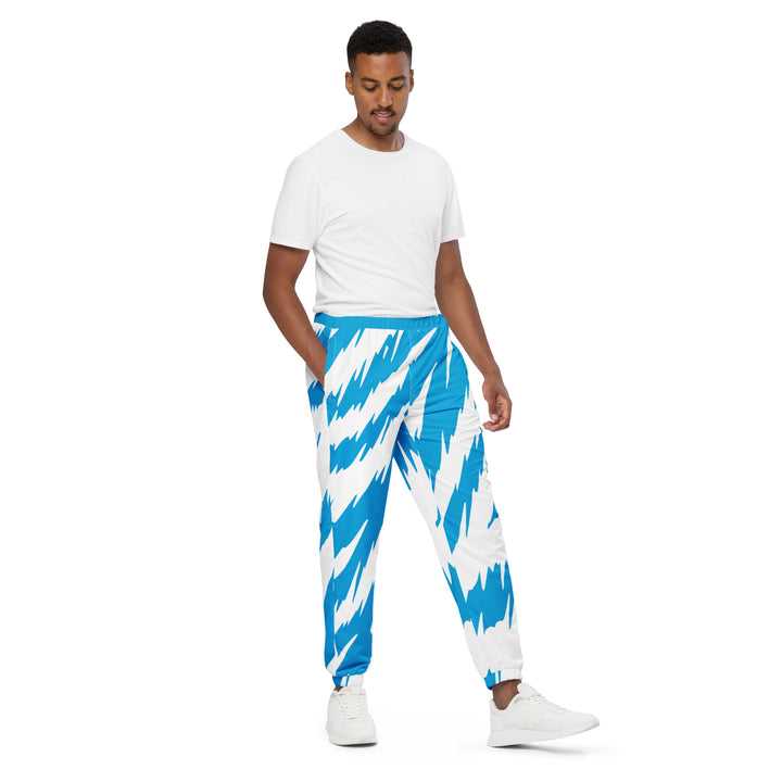 Unisex Track Pants - White-Blue Safari