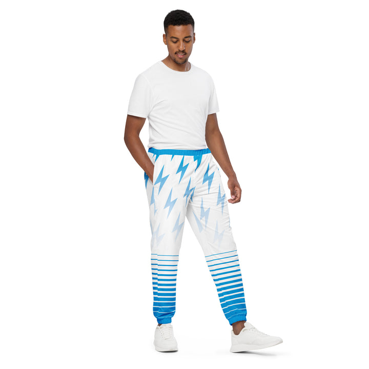 Unisex Track Pants - Blue-White Bolt