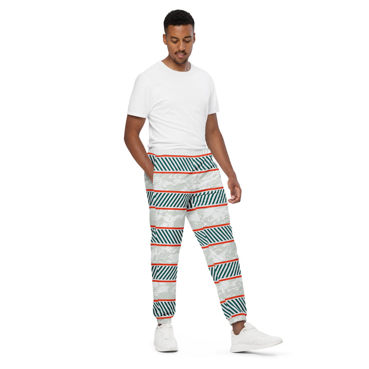 Unisex Track Pants - White-Red Tracks