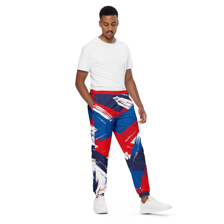 Unisex Track Pants - Blue-Red Clutter