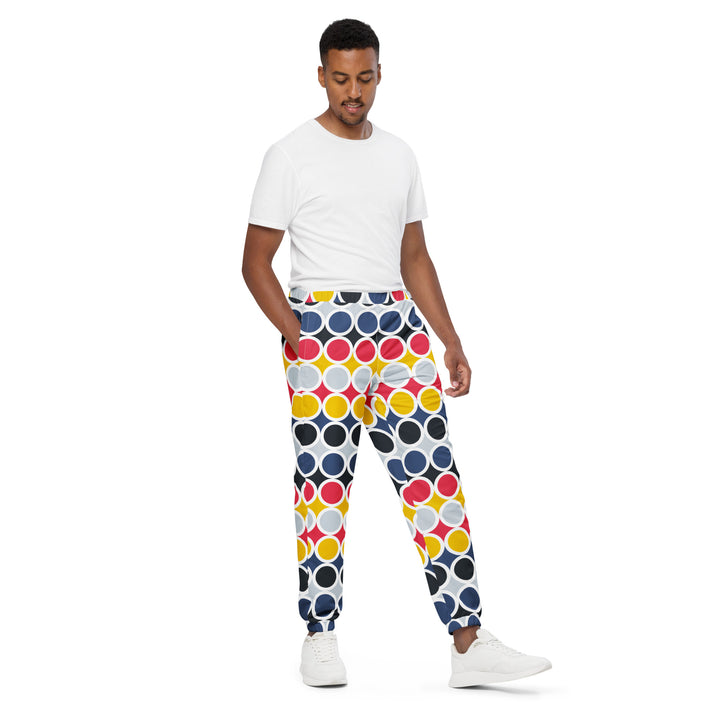 Unisex Track Pants - White-Red Circles