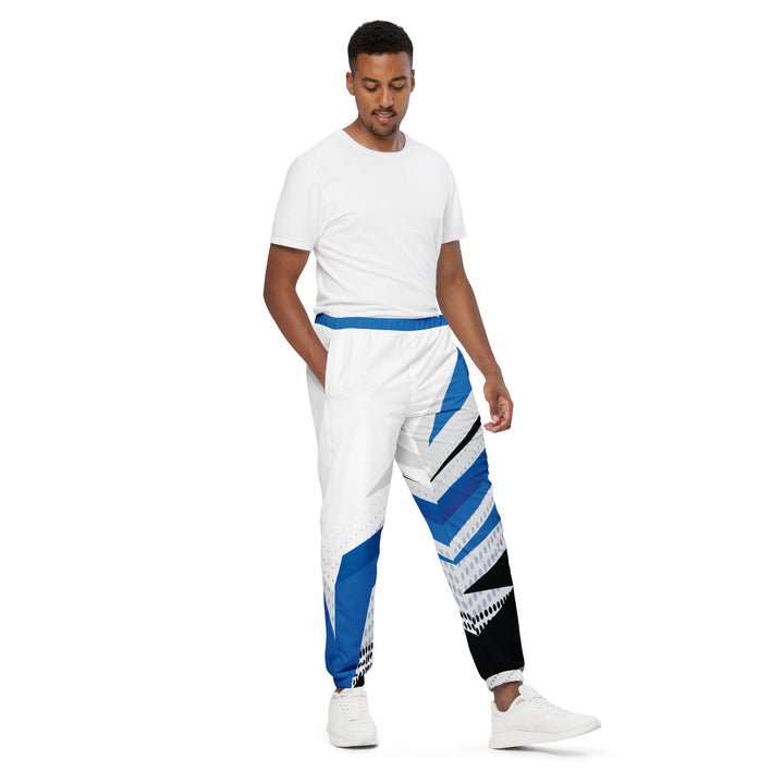 Unisex Track Pants - White-Blue Strike