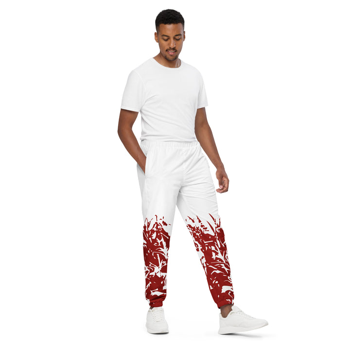 Unisex Track Pants - Red-White Grass