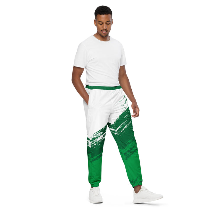 Unisex Track Pants - Green-White Up