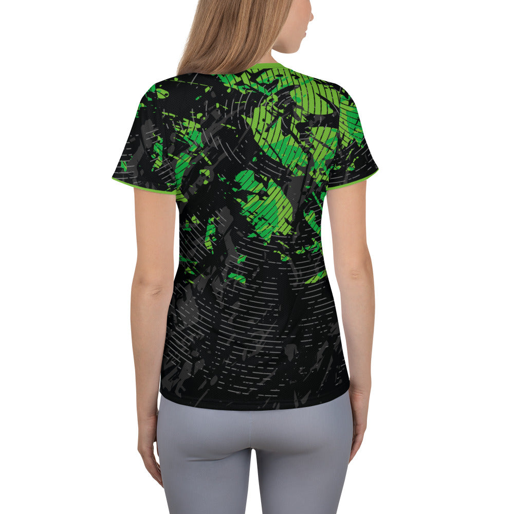 Women's Athletic T-shirt - Black-Green Radar