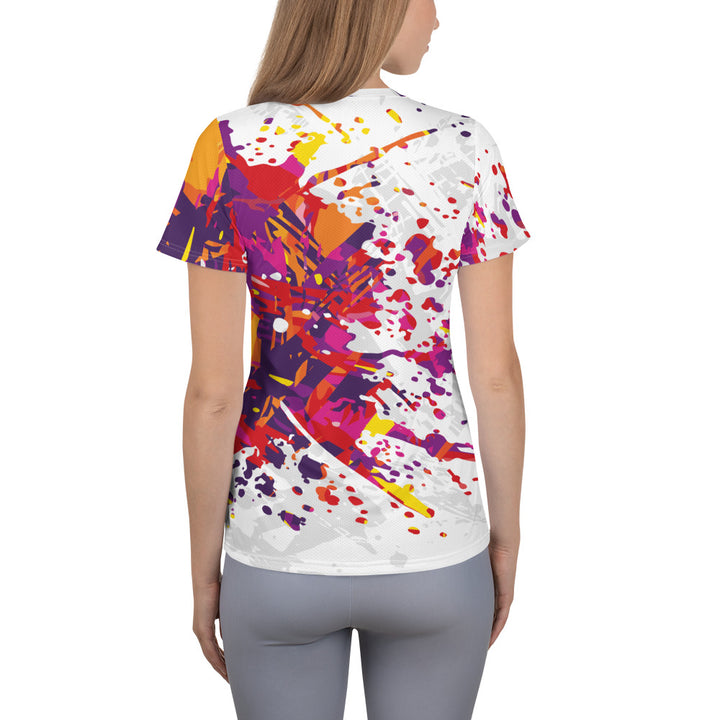 Women's Athletic T-shirt - White-Red Explosion