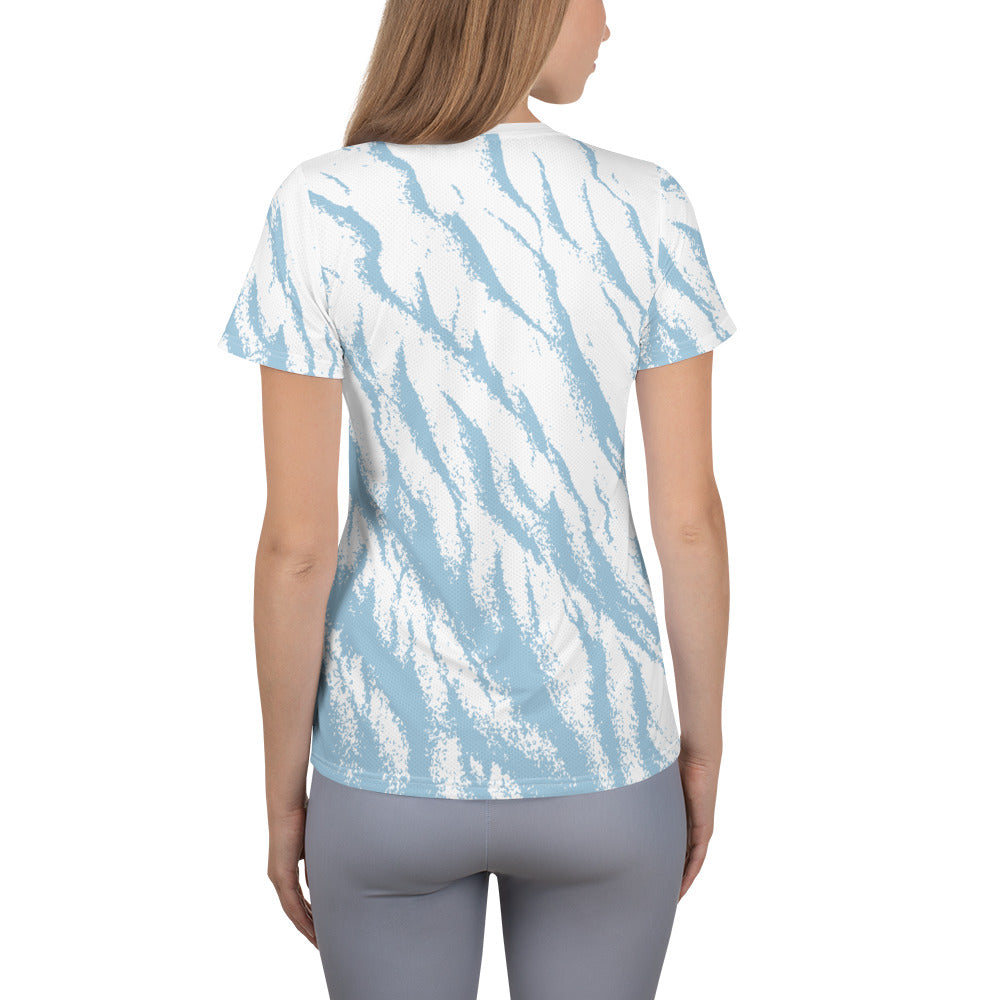 Women's Athletic T-shirt - Blue-White Sand