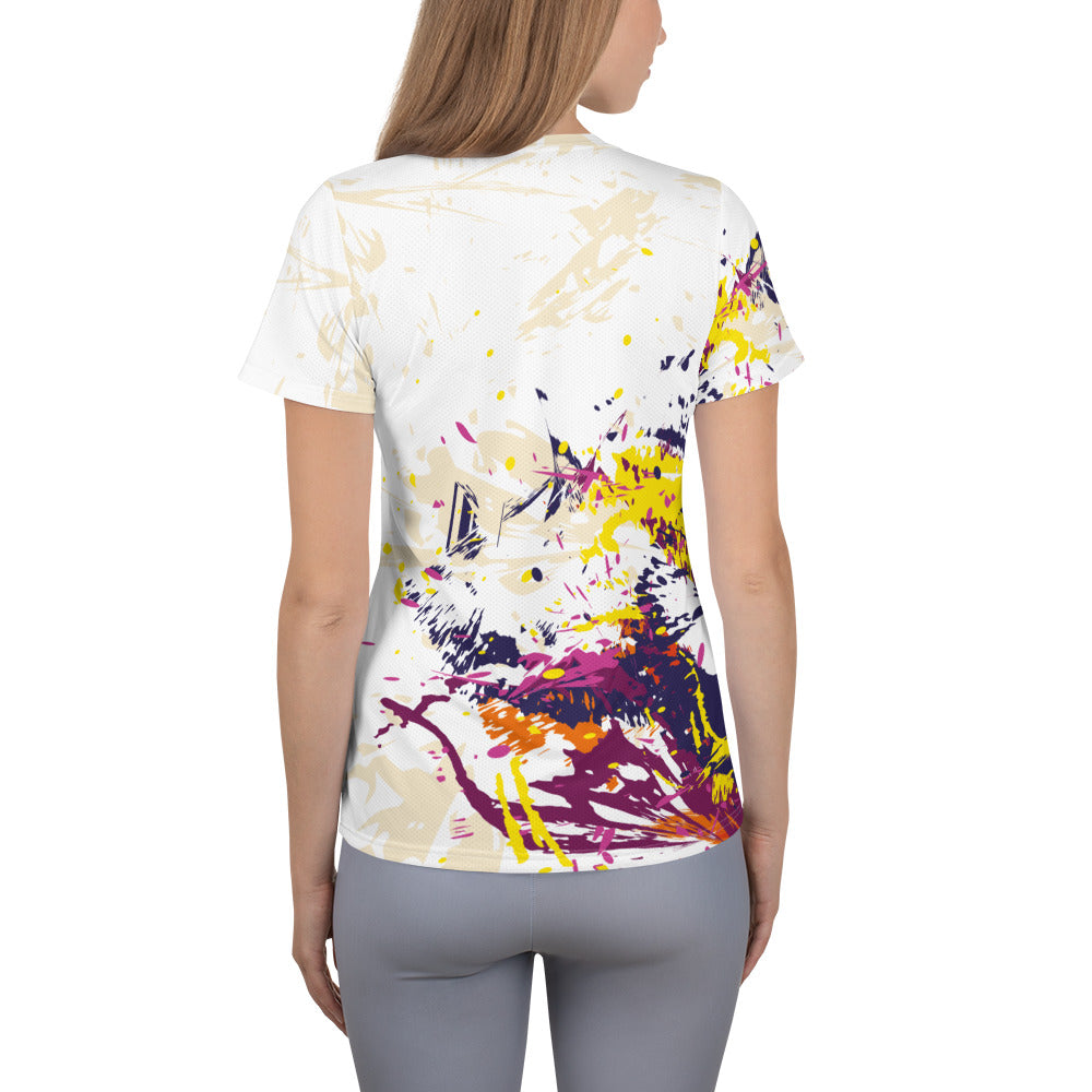 Women's Athletic T-shirt - White-Purple Burst